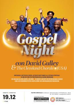 Plakat „Gospel Night“ – David Gulley & The Cleveland Chorale (USA), Teatro Cristallo Bozen, 19.12.2026, 17 Uhr